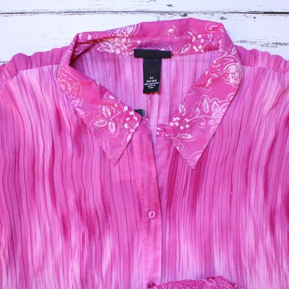Liz&Me Platinum 5X 34/36W Pink Crinkle Blouse NWT - Picture 7 of 14